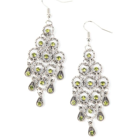 Paparazzi Jewelry Accessories - Chandelier Cameo - Green Earrings - Vintage - Picture 2 of 4